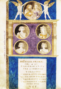 Modena, Biblioteca Estense, ms. a 5.15, f. 138v, codice appartenuto a Giovanni Marcanova: Felice Feliciano, disegno riproducente il monumento di Metellia Prima